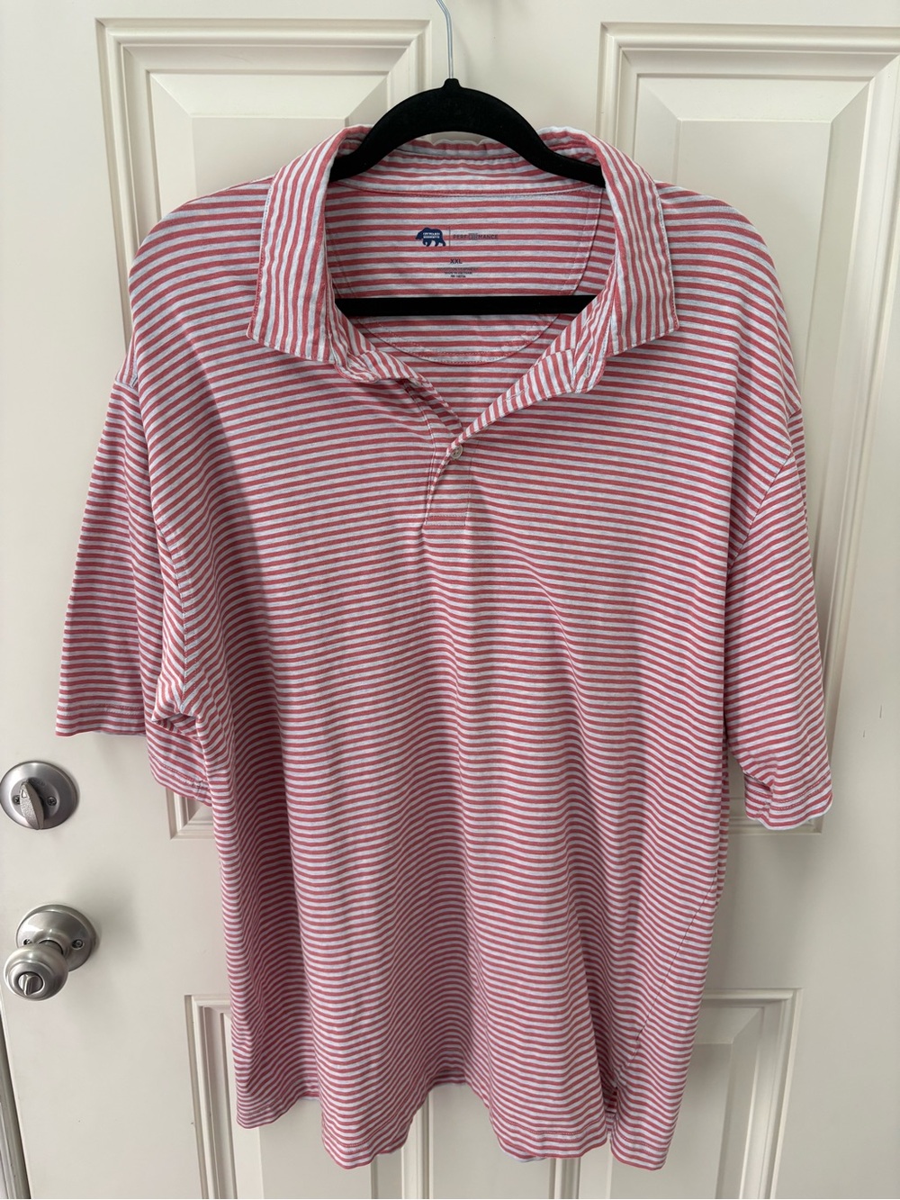 Onward Reserve Birdie Stripe Performance Polo - White/Red XXL